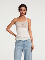 Top Oscalito 9460 - 100% Seda y Encaje Dentelle de Calais