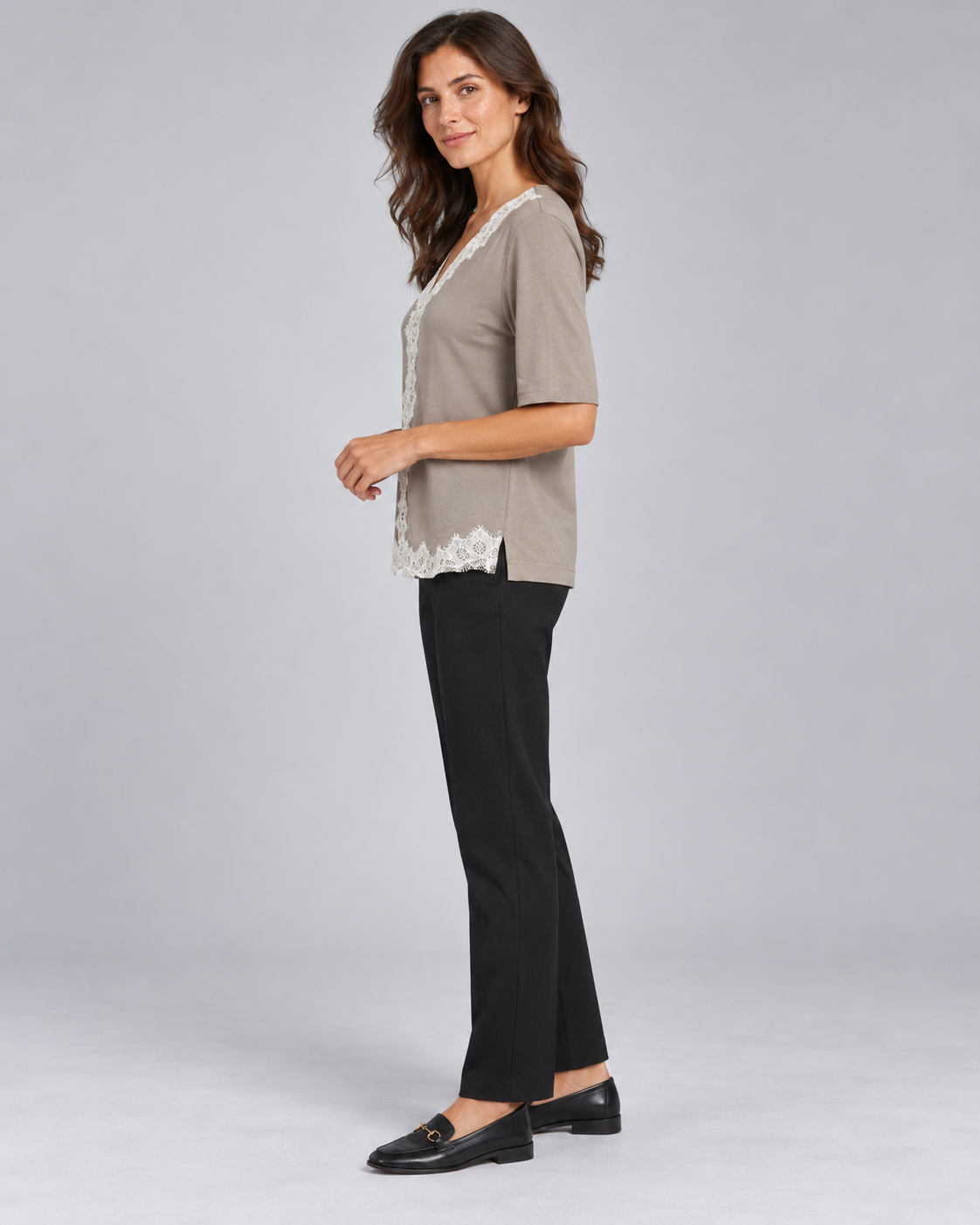 Blusa de algodón aplicación encaje I Oscalito 4586