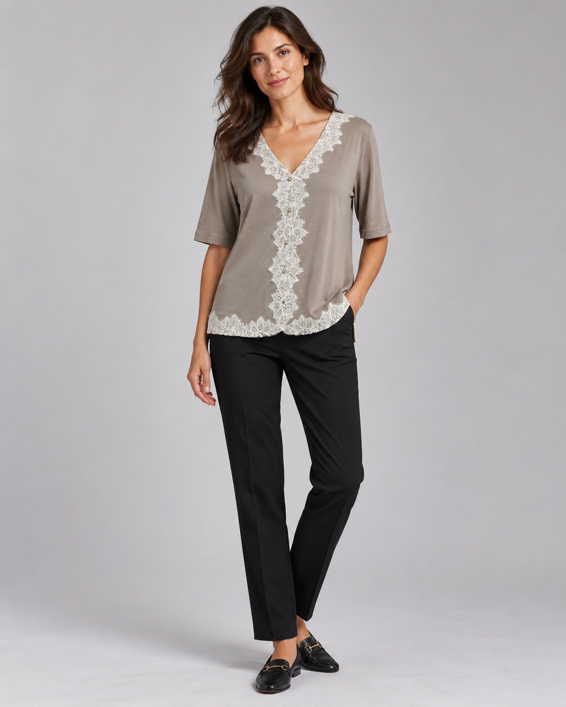 Blusa de algodón aplicación encaje I Oscalito 4586