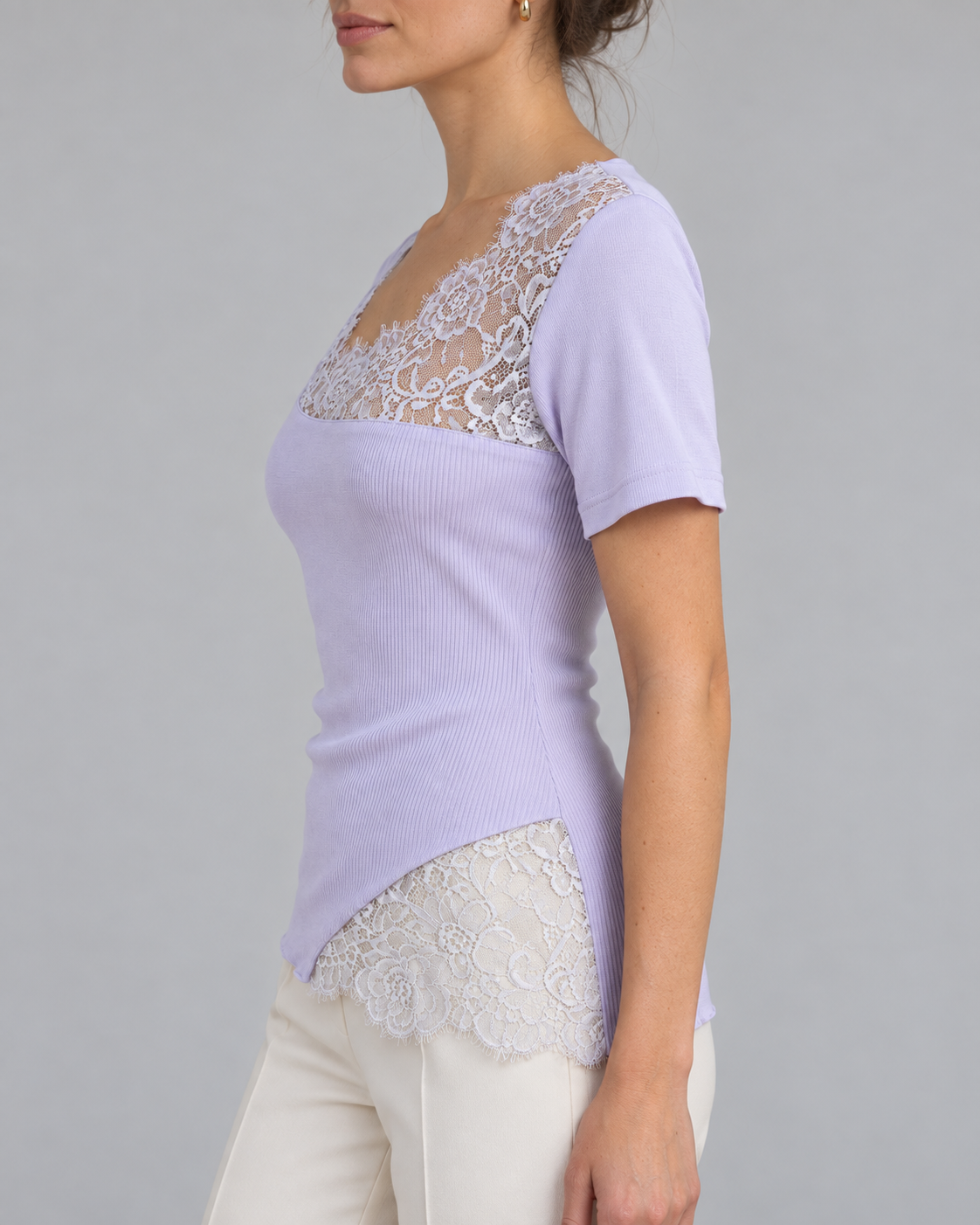Camiseta Oscalito 8478 - 100% Algodón Filo di Scozia Encaje Dentelle de Calais