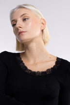 Camiseta Manga Larga Mujer Oscalito 3416 – Lana Merino, Seda y Encaje Leavers