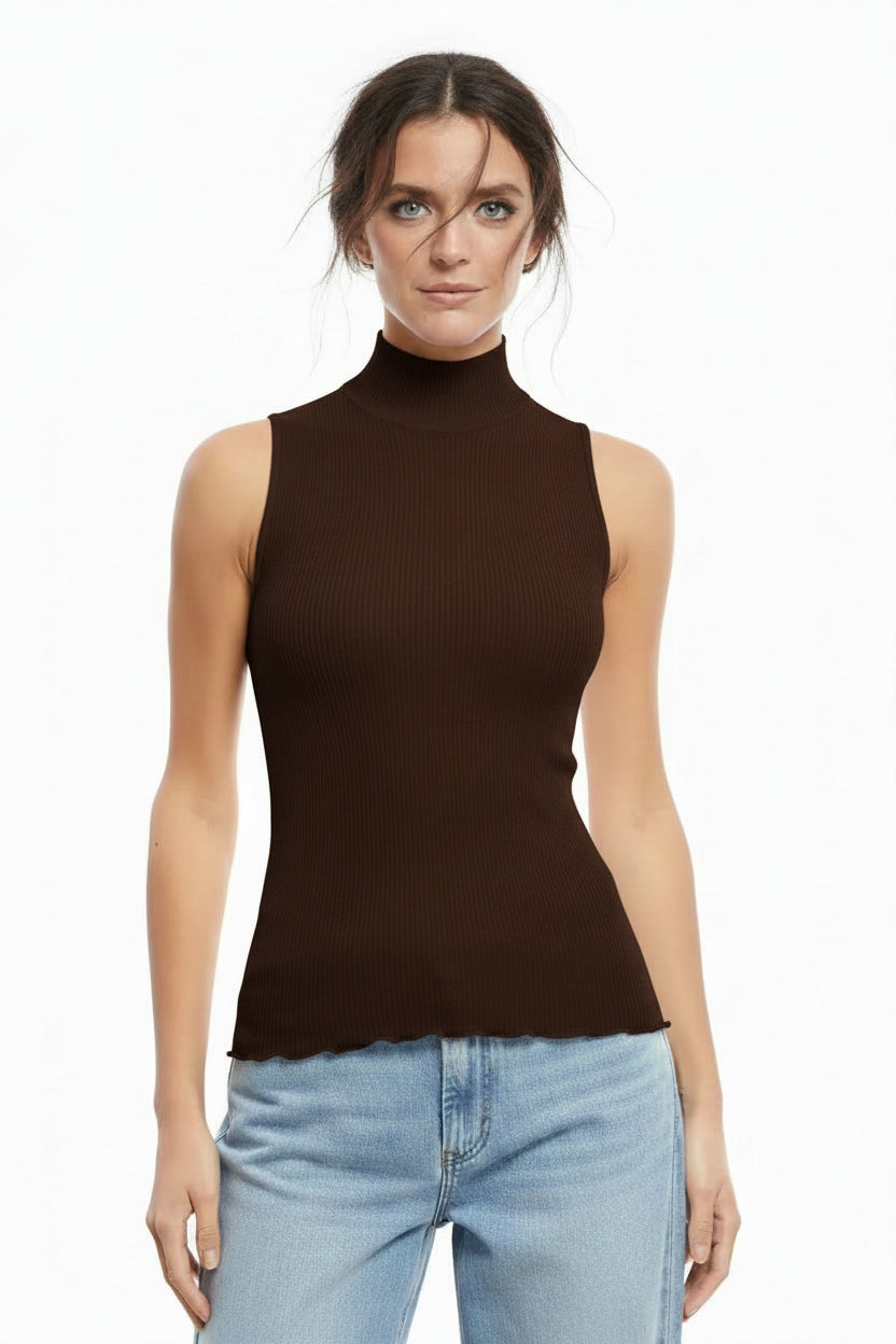 Beatle sin Mangas de Cuello Alto Mujer Oscalito 3427 – Lana Merino y Seda
