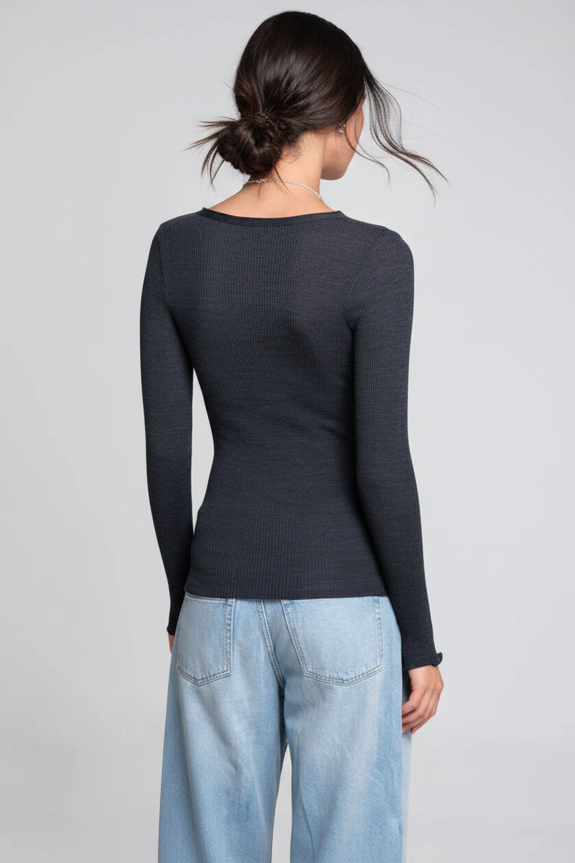 Polera Manga Larga Mujer Oscalito 3446R – Lana Merino y Seda