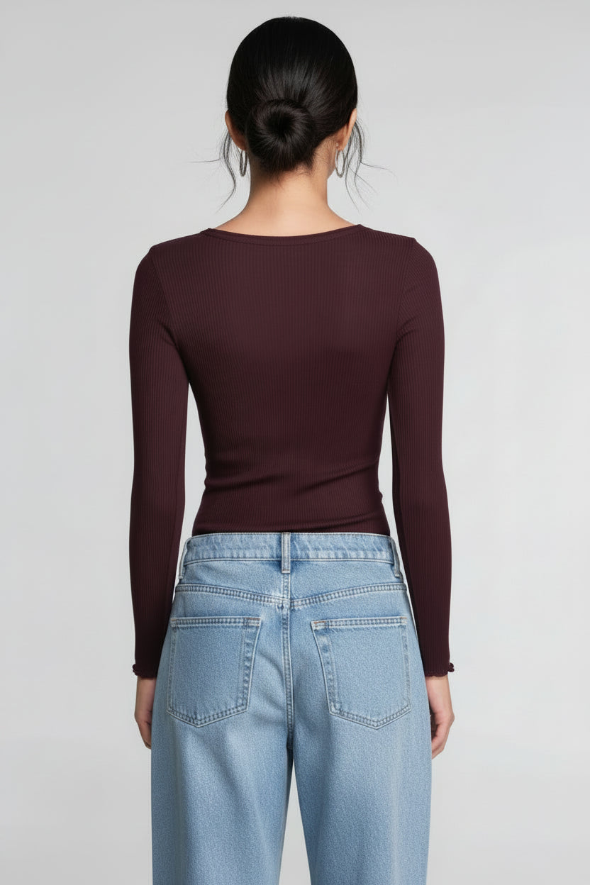 Polera Manga Larga Mujer Oscalito 3446R – Lana Merino y Seda