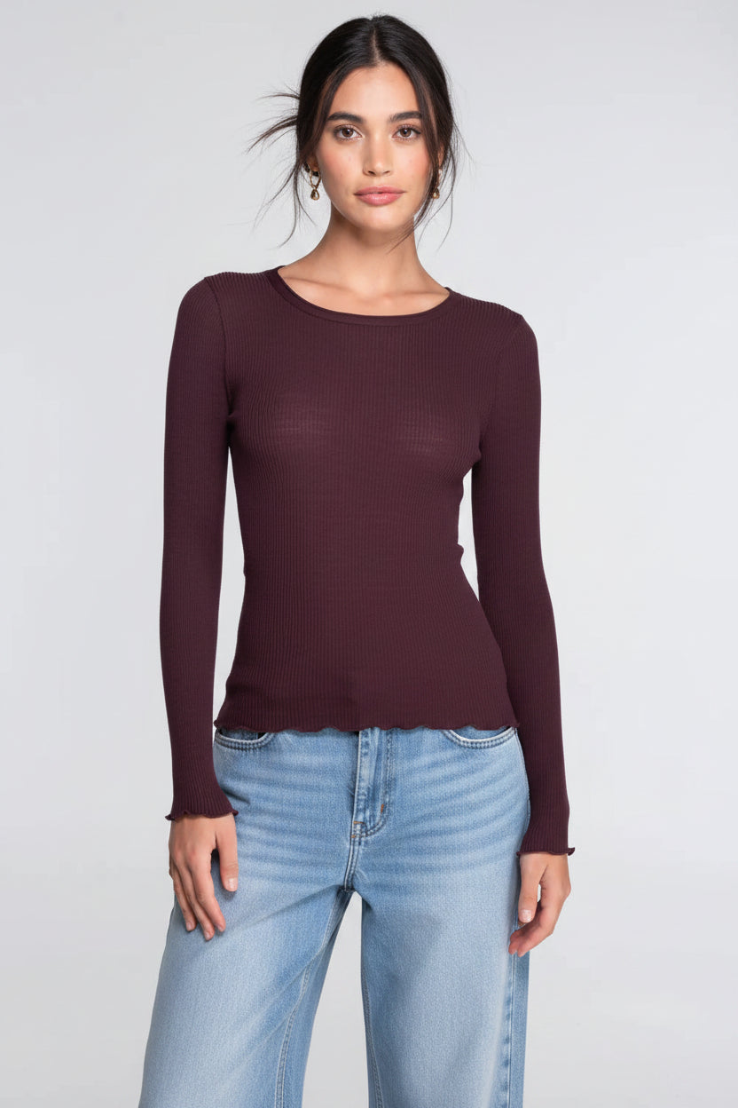 Polera Manga Larga Mujer Oscalito 3446R – Lana Merino y Seda