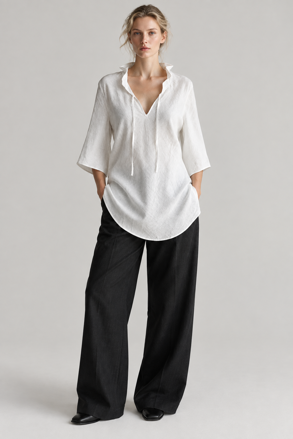 Blusa Oscalito 6522X - 62% Lino 32% Viscosa 3% Poliamida 3% Fibra Metálica