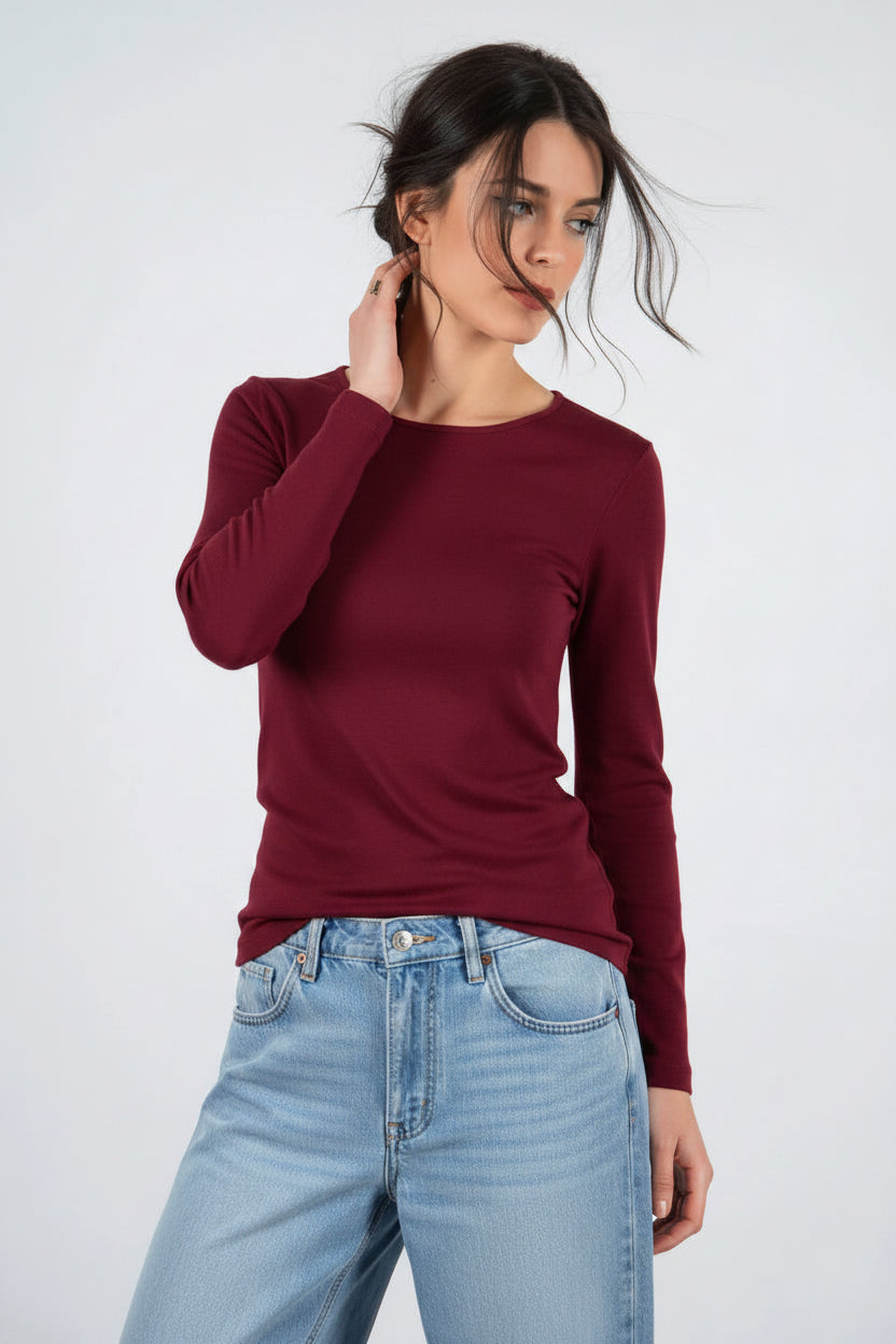 Blusa de Mujer Manga Larga Oscalito 3476 - Lana Merino y Seda