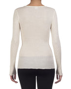 Camiseta Manga Larga Escote en V Mujer Oscalito 3486 – Lana Merino y Seda
