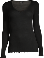 Camiseta Manga Larga Escote en V Mujer Oscalito 3486 – Lana Merino y Seda