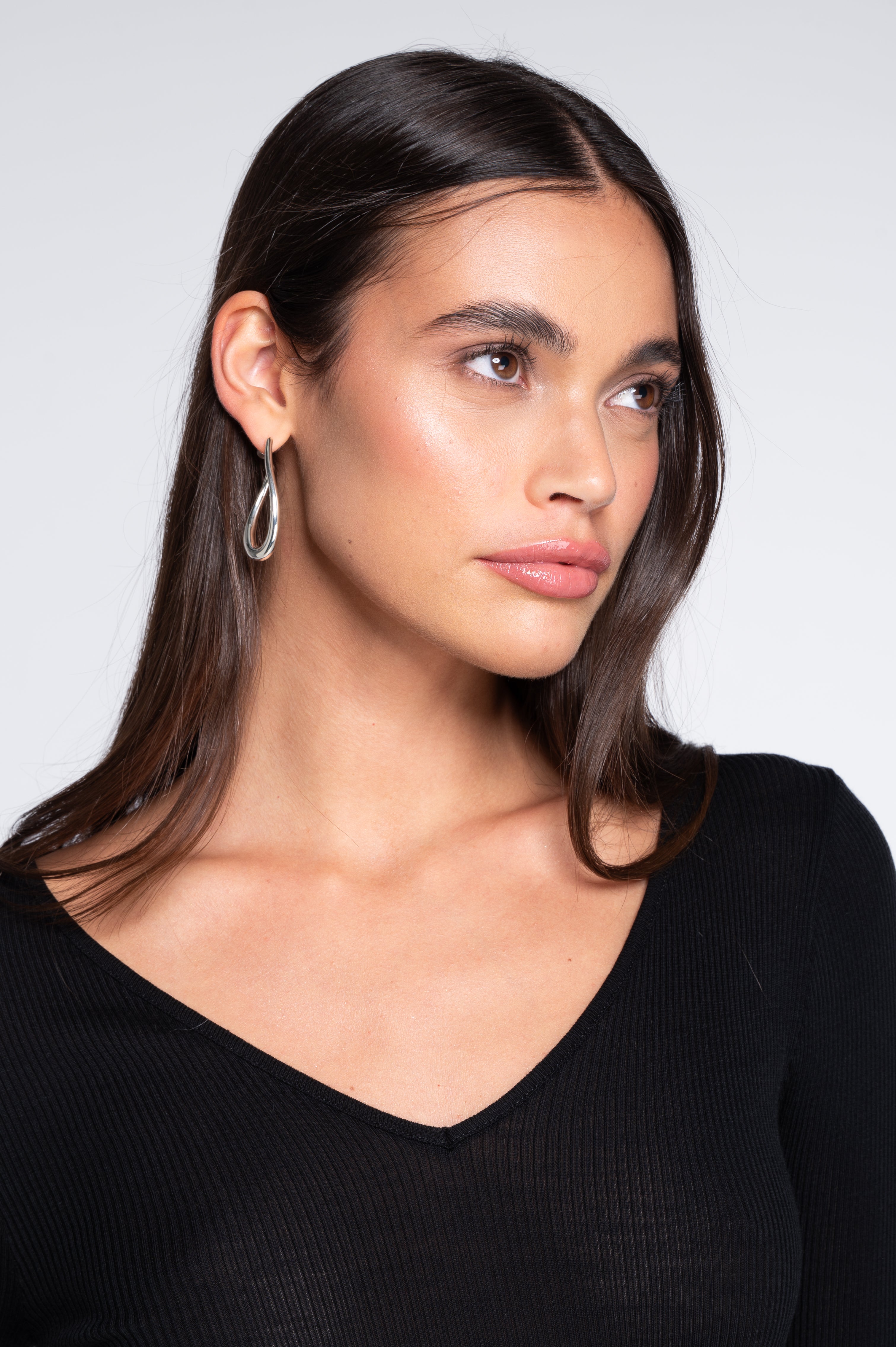 Camiseta Manga Larga Escote en V Mujer Oscalito 3486 – Lana Merino y Seda
