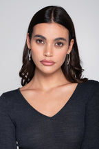 Camiseta Manga Larga Escote en V Mujer Oscalito 3486 – Lana Merino y Seda