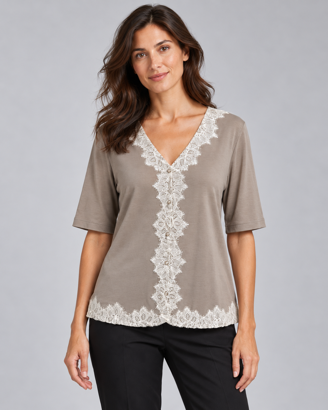 Blusa de algodón aplicación encaje I Oscalito 4586