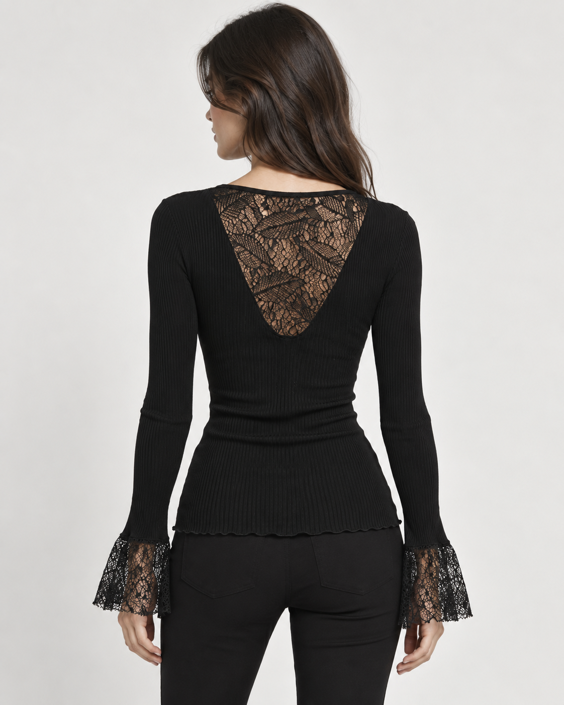 Blusa Ribbed de Algodón y Encaje | Oscalito 5776