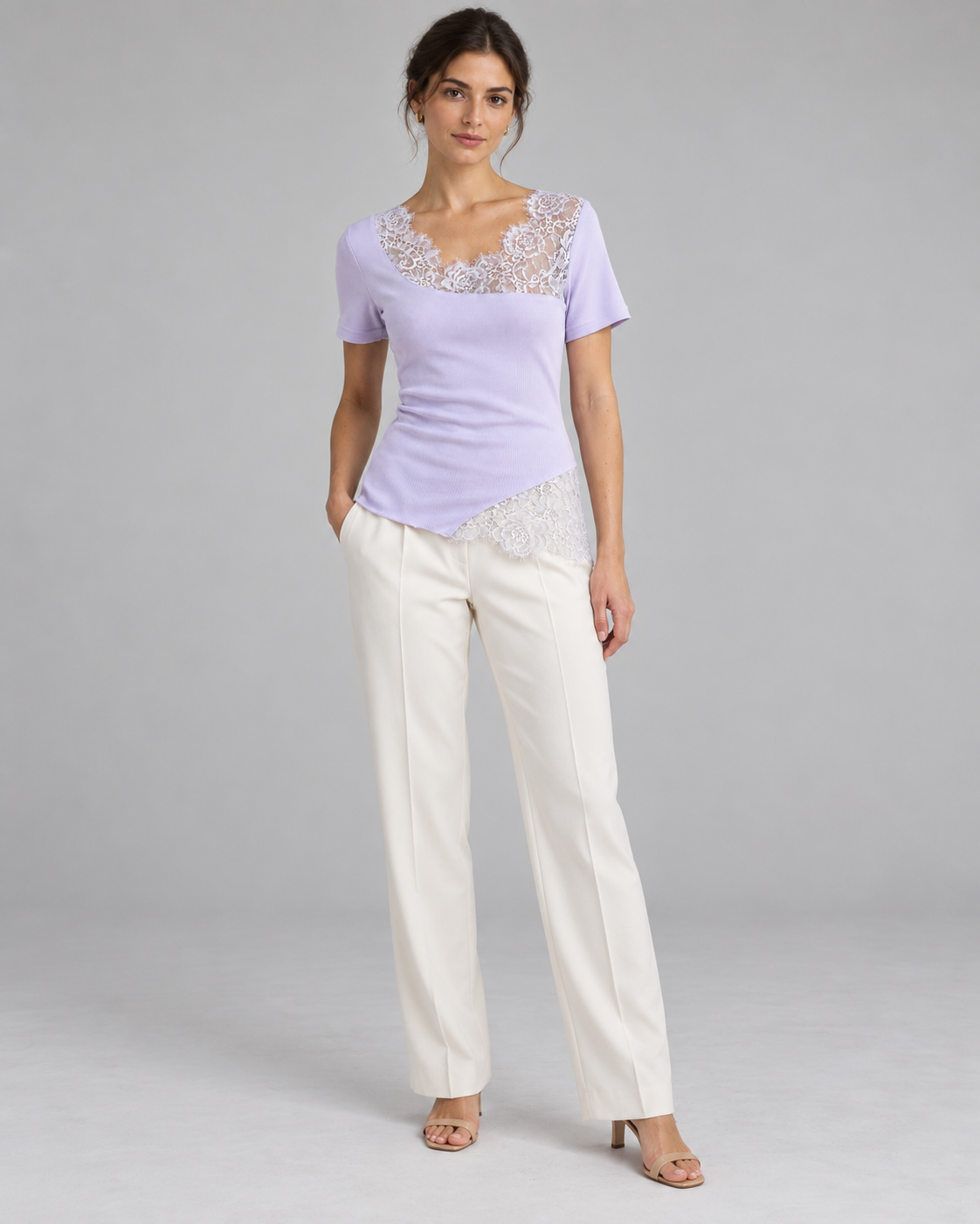 Camiseta Oscalito 8478 - 100% Algodón Filo di Scozia Encaje Dentelle de Calais