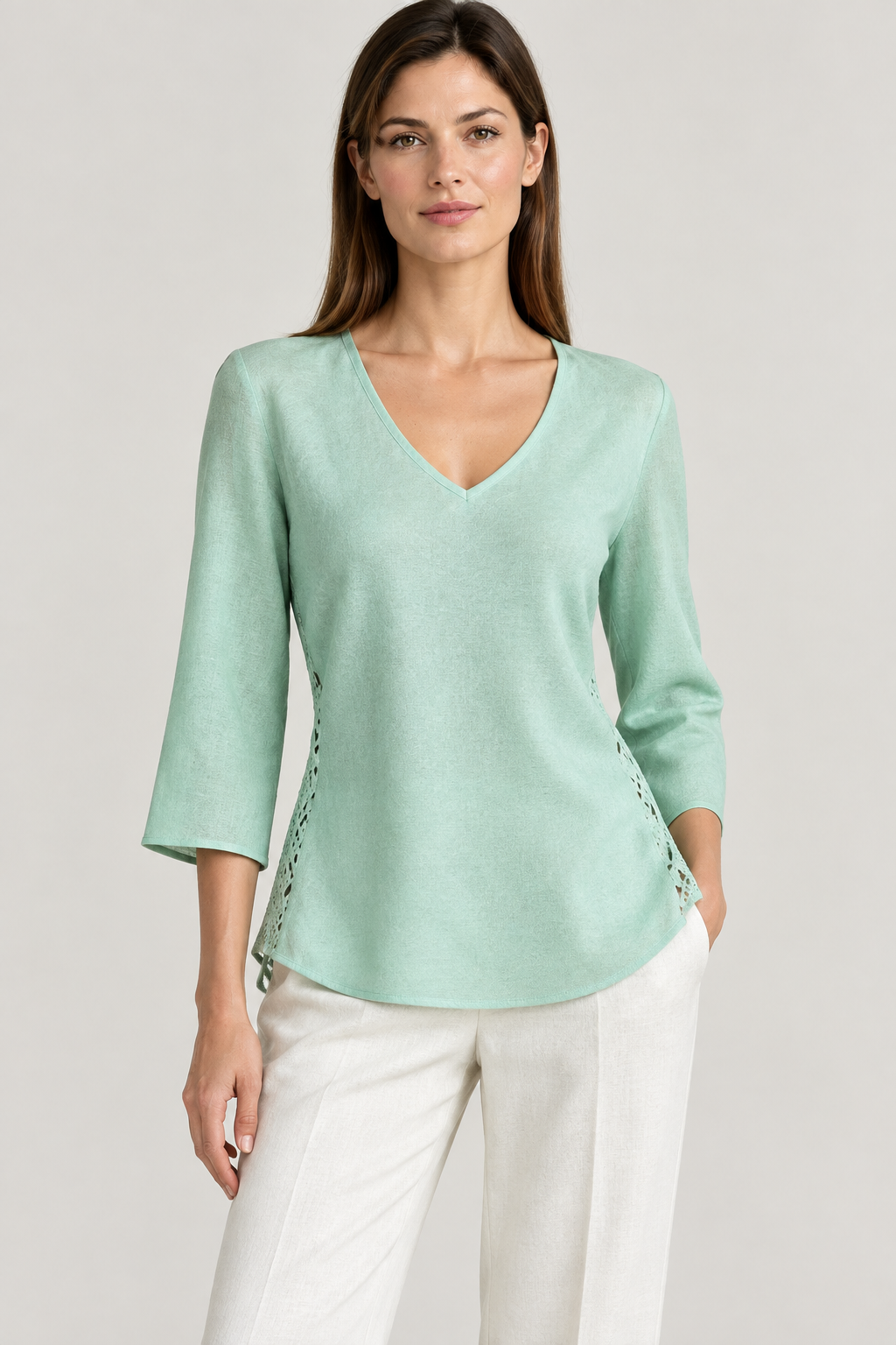 Blusa de Lino y Macramé | Oscalito 6504L
