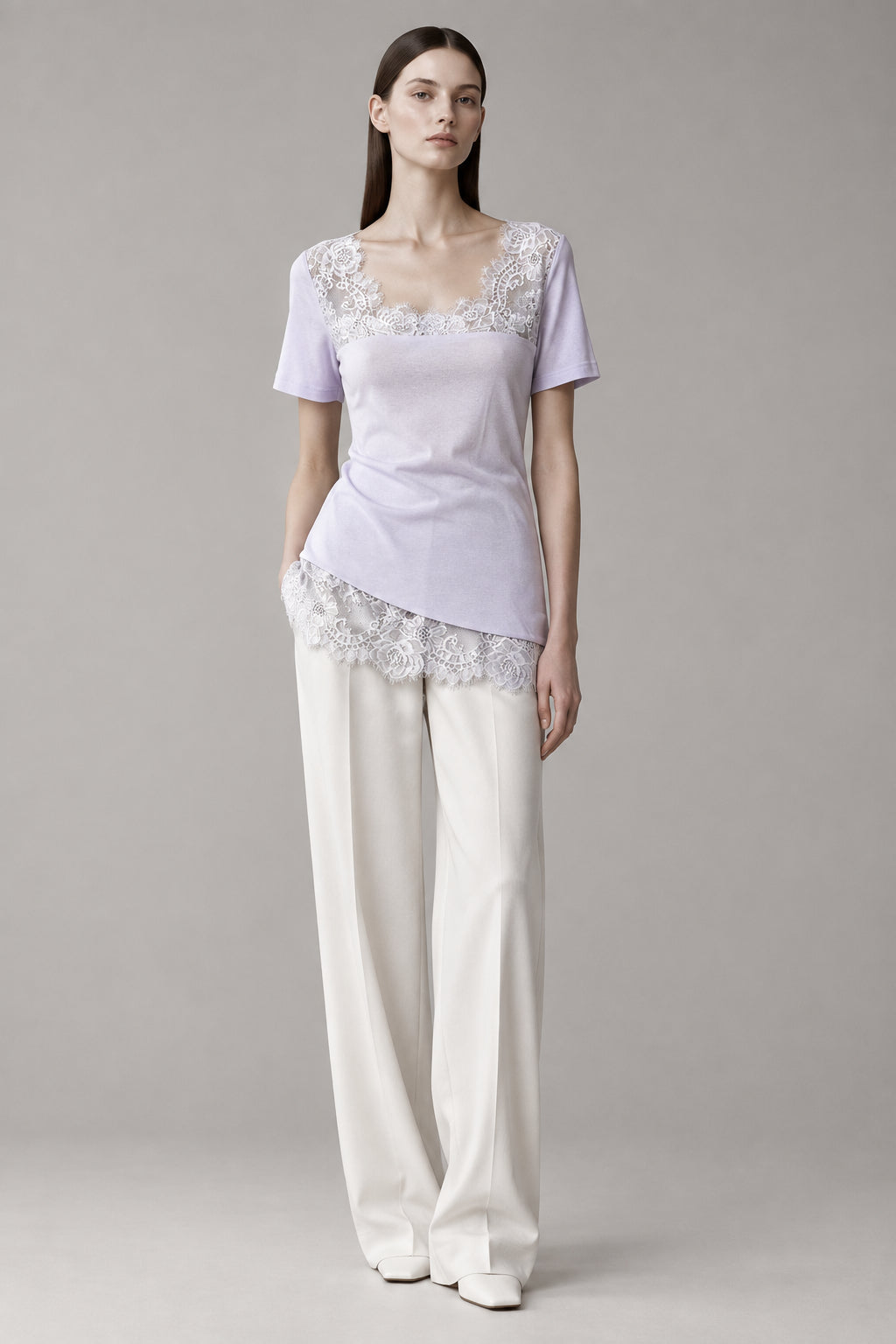 Camiseta Oscalito 8478 - 100% Algodón Filo di Scozia Encaje Dentelle de Calais