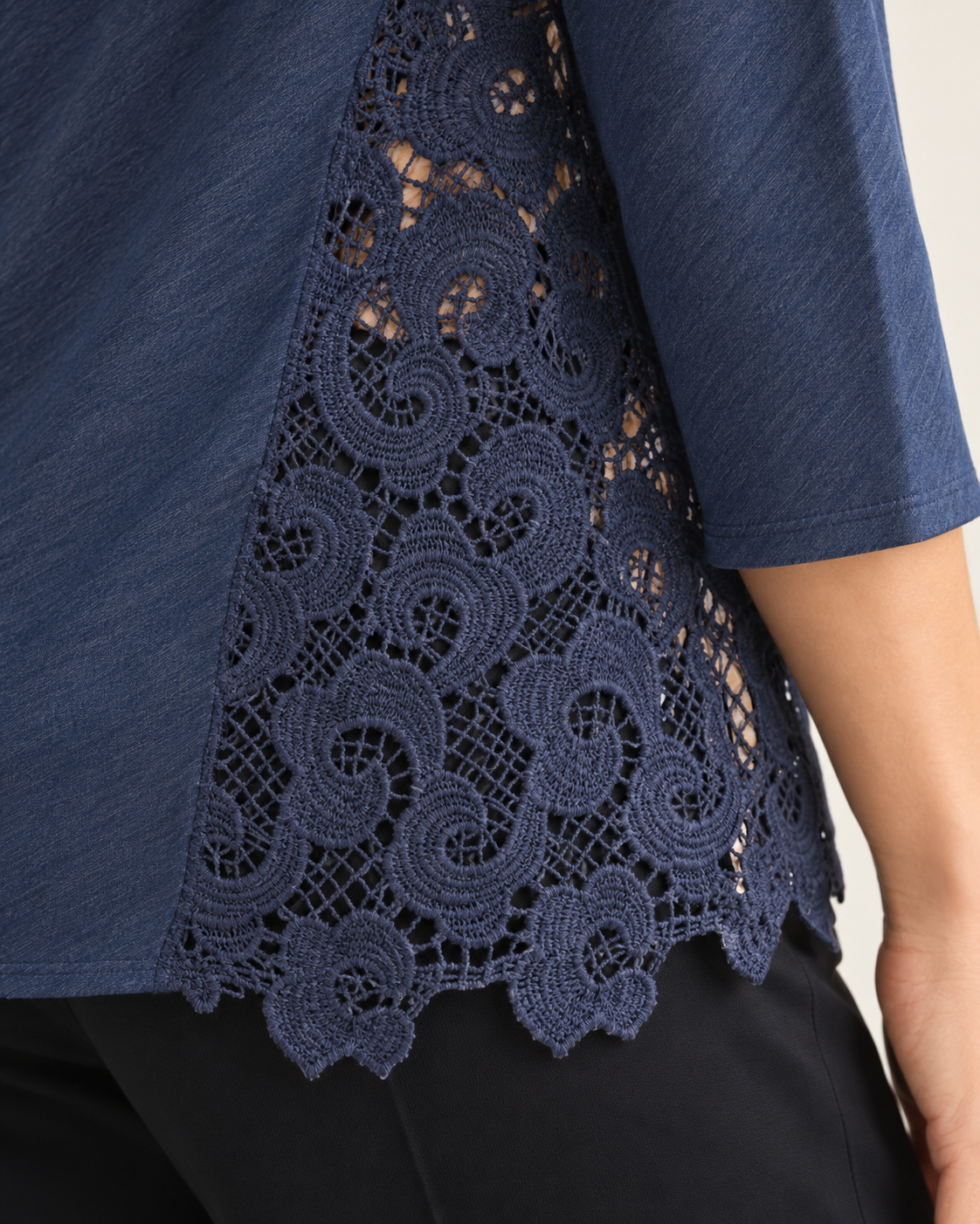 Blusa de Algodón Satinado Color Denim | Oscalito 6504C