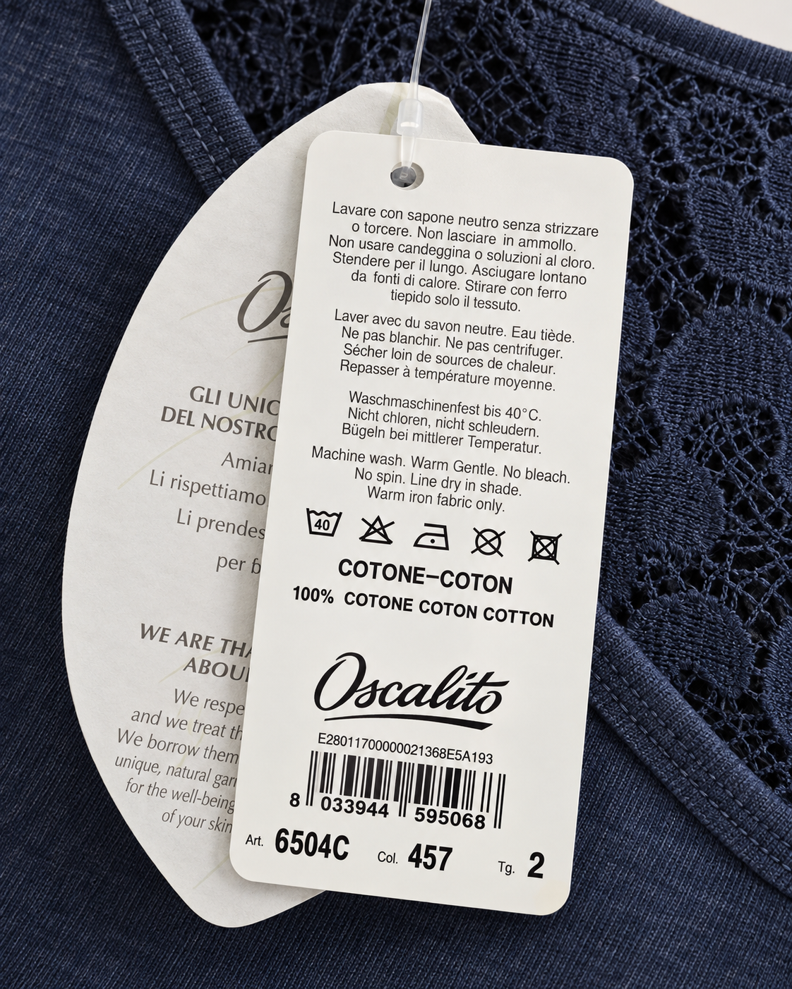 Blusa de Algodón Satinado Color Denim | Oscalito 6504C