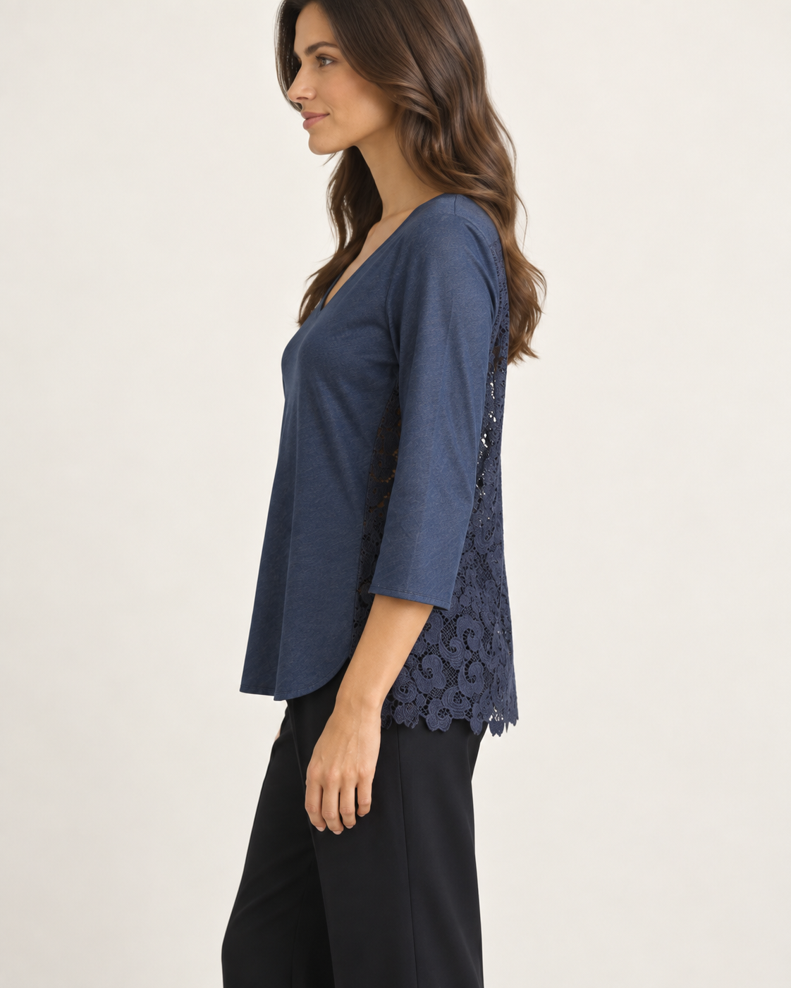 Blusa de Algodón Satinado Color Denim | Oscalito 6504C