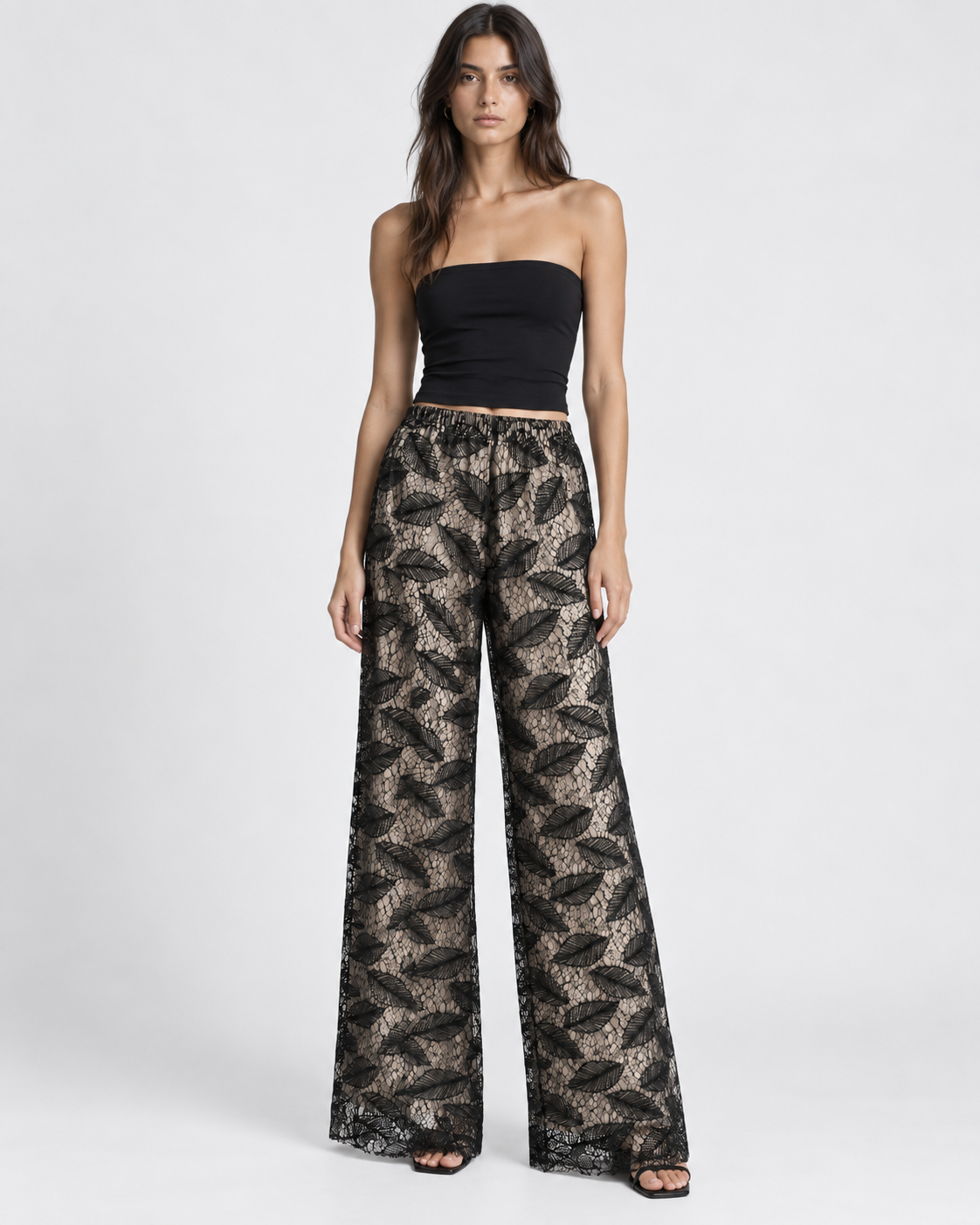 Pantalón de moodal y encaje de hojas I Oscalito 1375 - 94% Modal 6% Elastanomodal