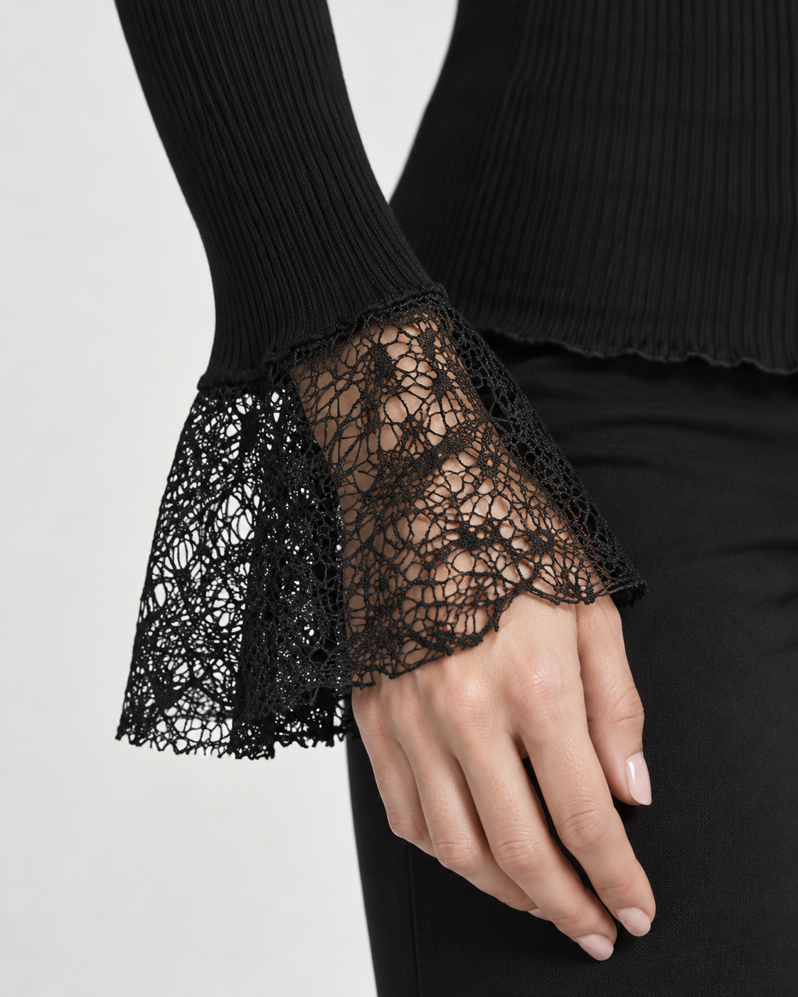 Blusa Ribbed de Algodón y Encaje | Oscalito 5776