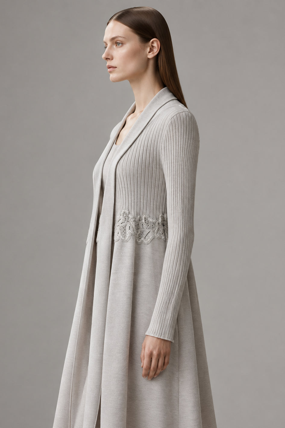 Cardigan Oscalito 6678 - 70% Lana Merino 30% Seda Encaje Guipur