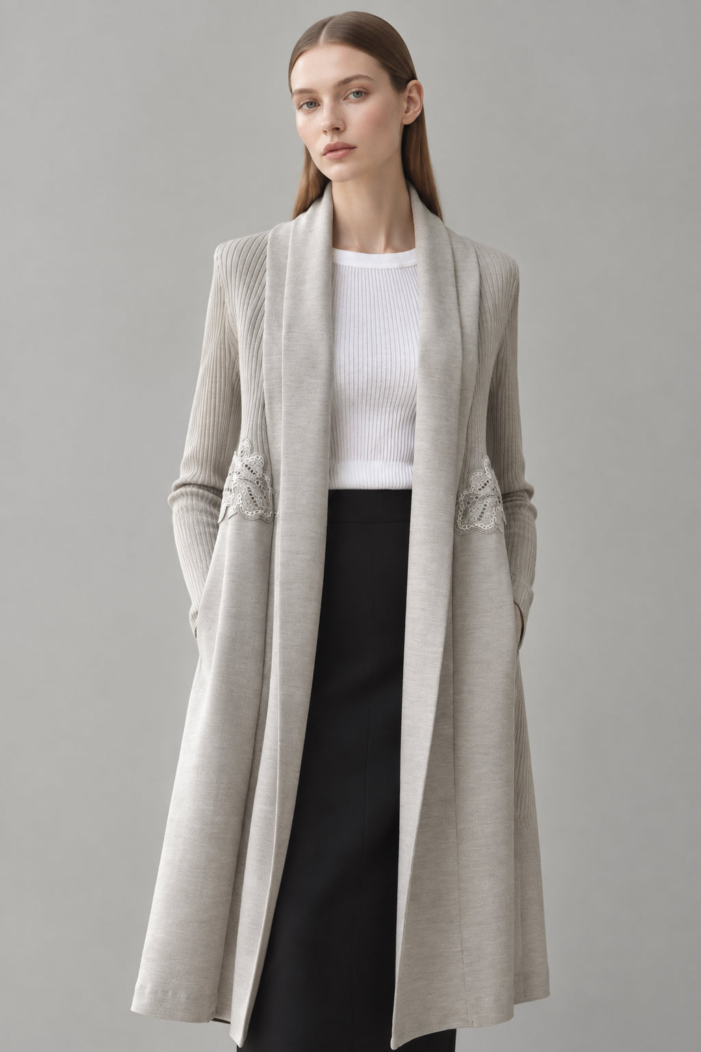 Cardigan Oscalito 6678 - 70% Lana Merino 30% Seda Encaje Guipur