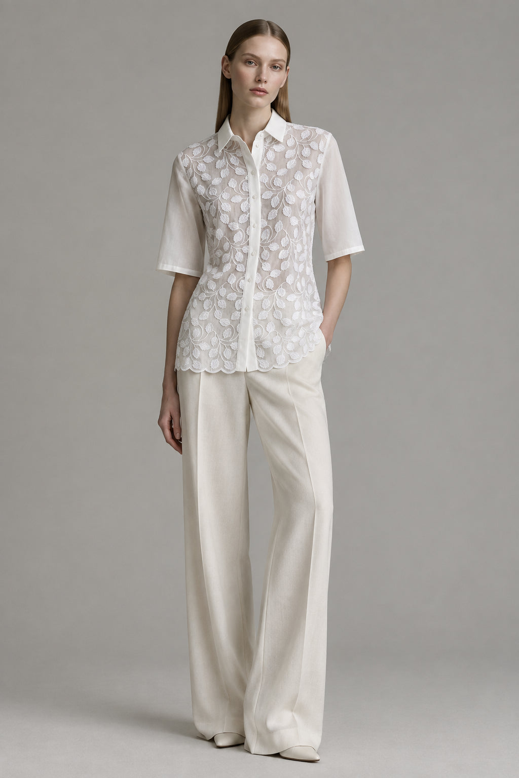 Blusa bordada de Algodón Oscalito 5718