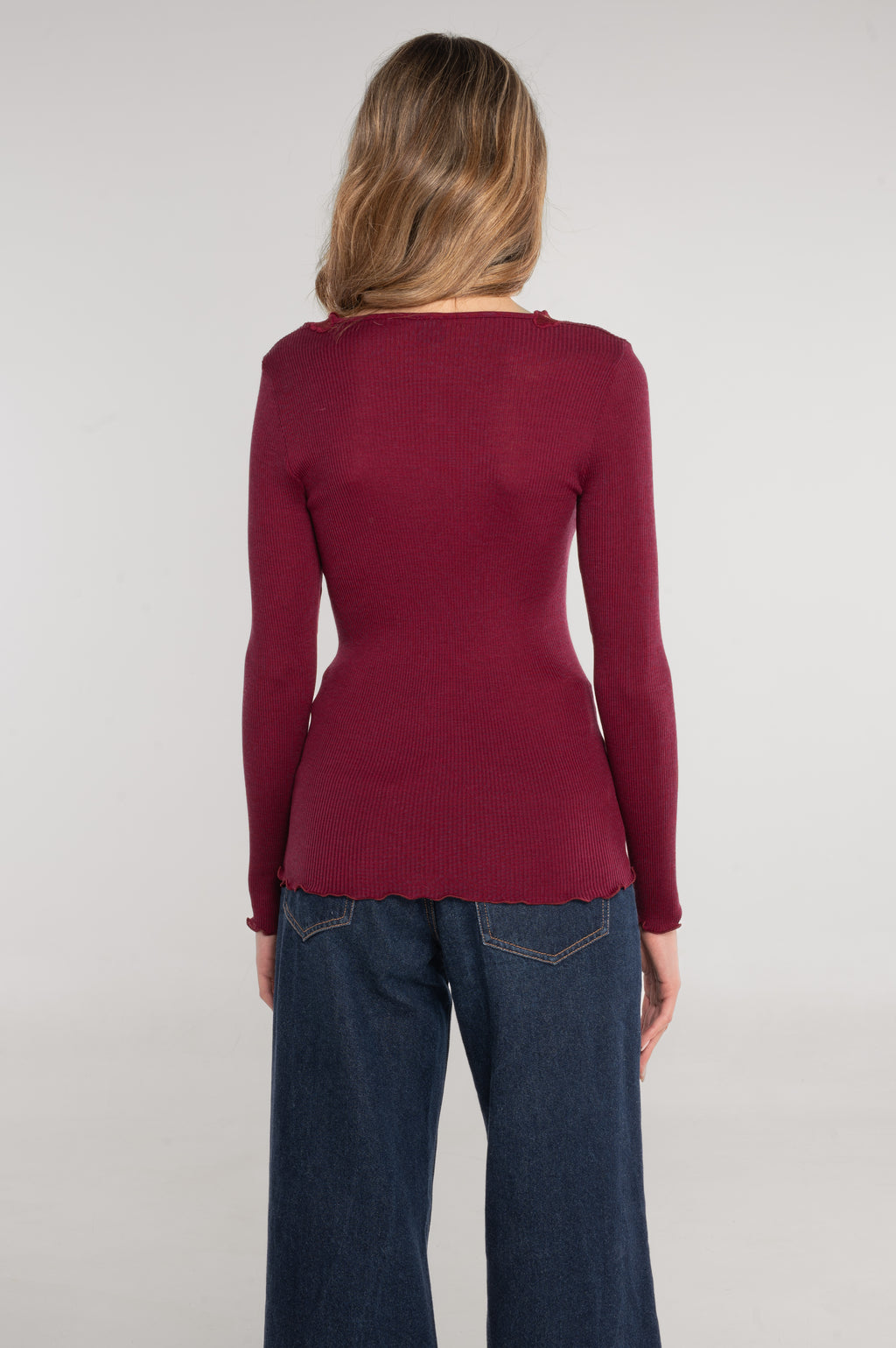 Blusa Manga Larga Mujer Oscalito 7429 – Lana Merino y Seda con Bordado Floral