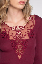Blusa Manga Larga Mujer Oscalito 7429 – Lana Merino y Seda con Bordado Floral