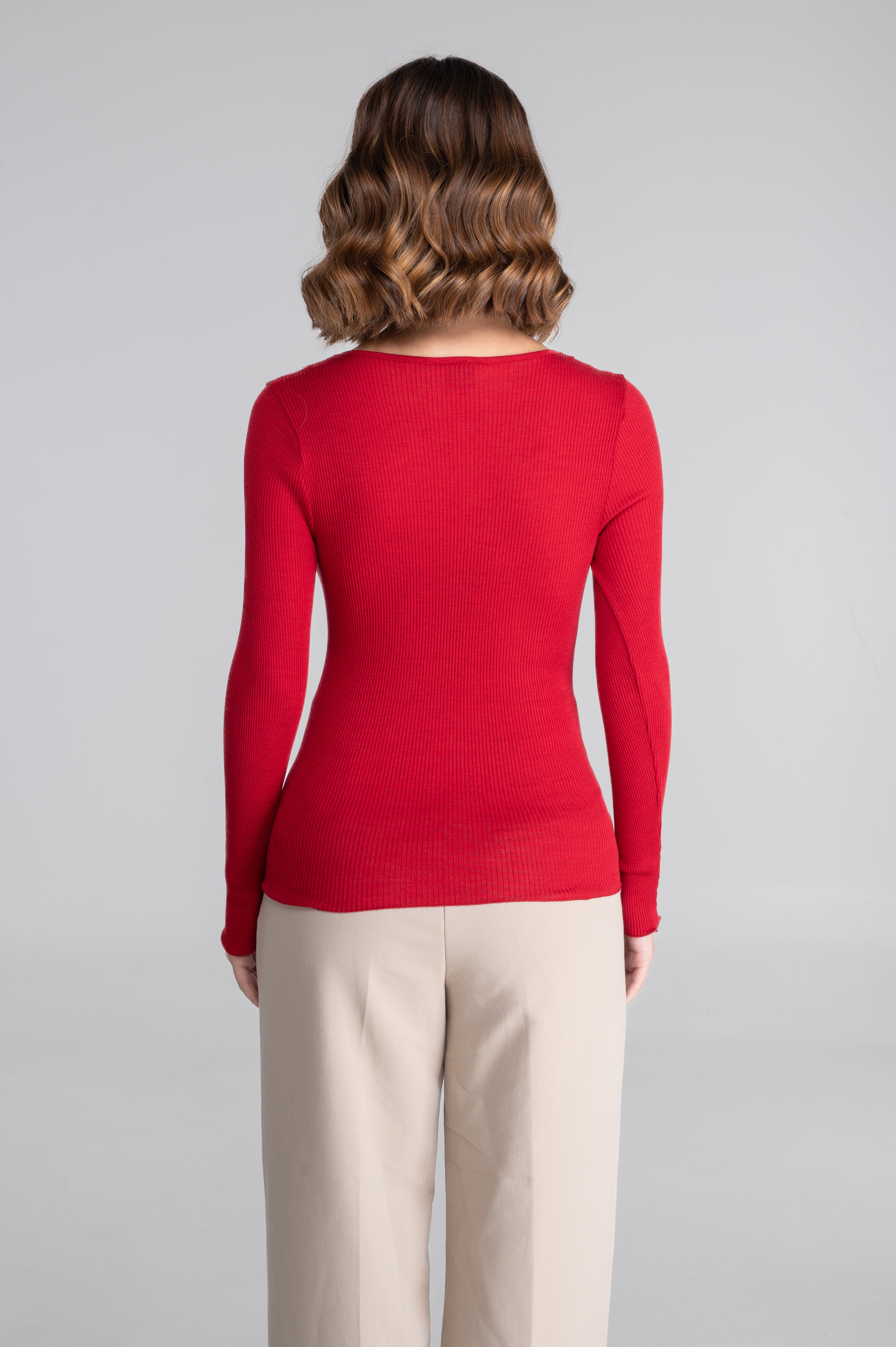 Polera Manga Larga Mujer Oscalito 7431 – Lana Merino y Seda con Detalle Jacquard