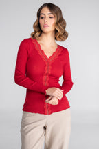 Polera Manga Larga Mujer Oscalito 7431 – Lana Merino y Seda con Detalle Jacquard