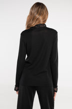 Blusa Manga Larga Mujer Oscalito 7438 – Lana Merino y Seda con Encaje de Puntilla