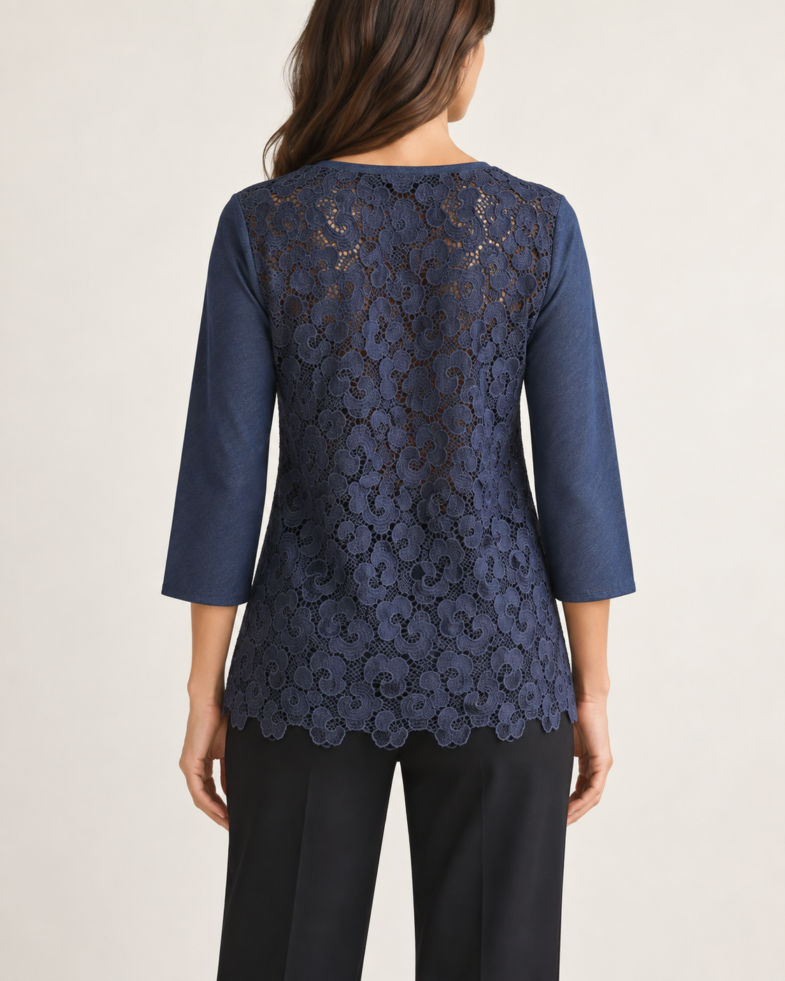 Blusa de Algodón Satinado Color Denim | Oscalito 6504C