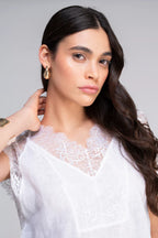 Blusa Oscalito Sin Mangas 7521 - Lino y Encaje Chantilly