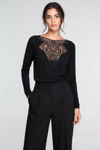 Blusa Oscalito 7607 – Lana Merino y Seda con Macramé