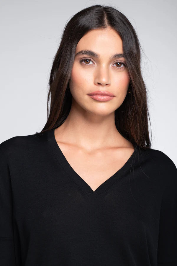 Sweater Manga Larga Cuello V - Lana y Seda Oscalito 7636