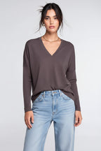 Sweater Oscalito Escote V 7636- 70% Lana Merino 30% Seda Natural