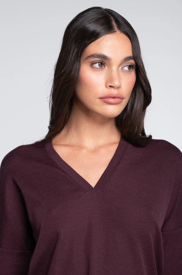 Sweater Manga Larga Cuello V - Lana y Seda Oscalito 7636