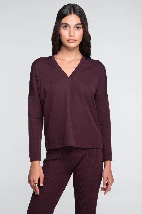 Sweater Manga Larga Cuello V - Lana y Seda Oscalito 7636