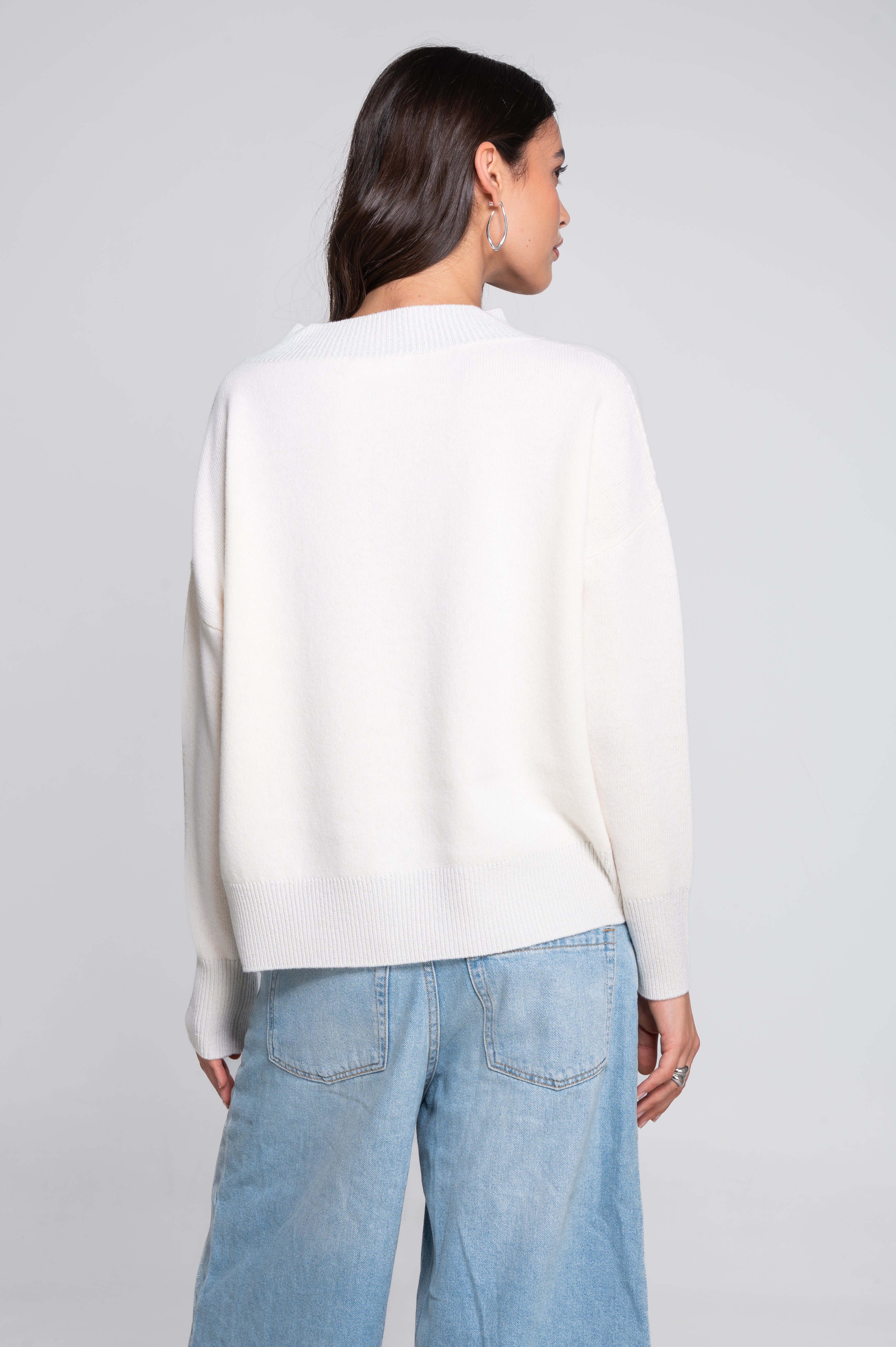 Sweater 7672 - 100% Lana Merino - Detalle Lurex PREORDER