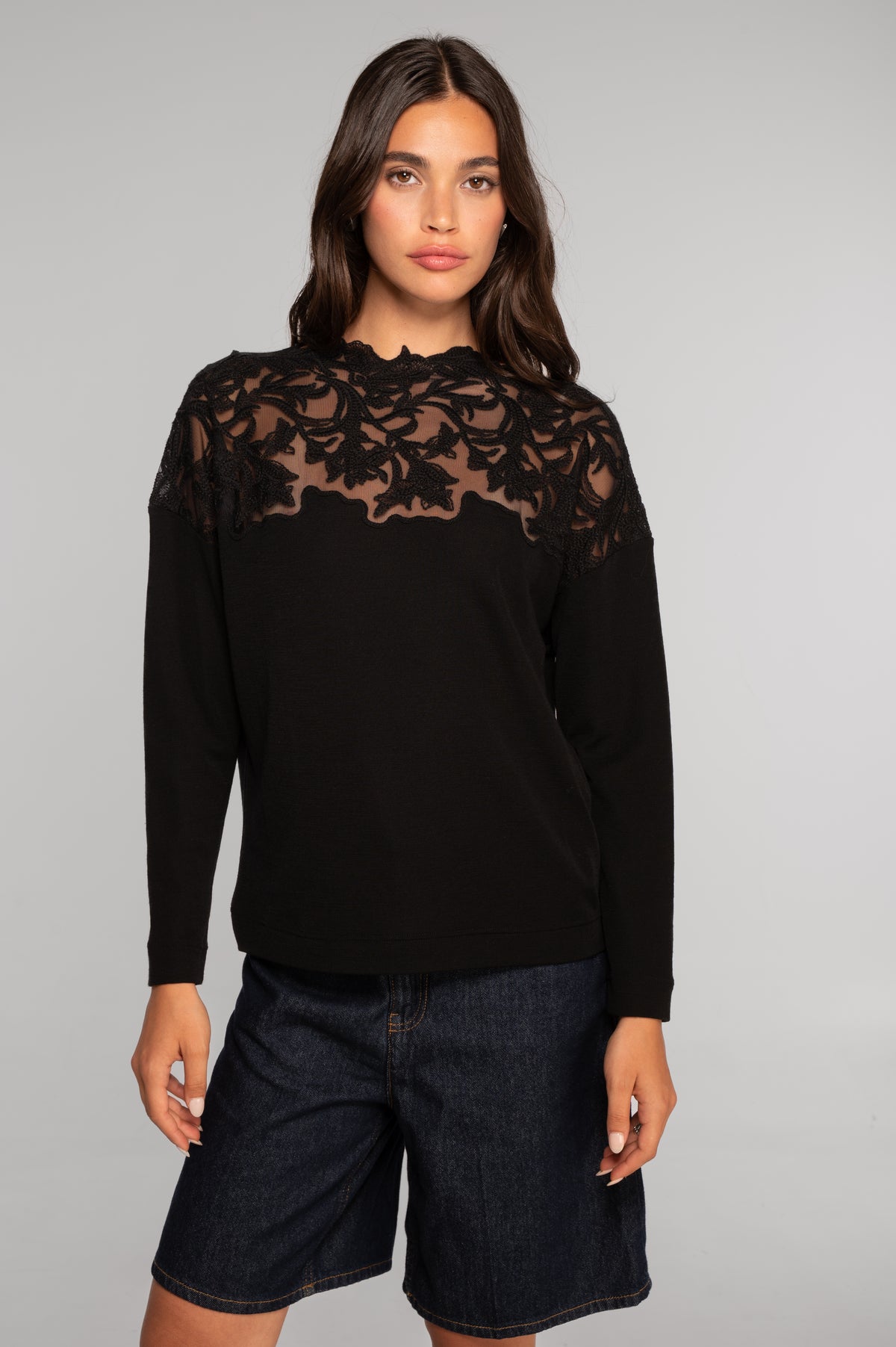 Blusa relajada lana merino y seda I Oscalito 7824
