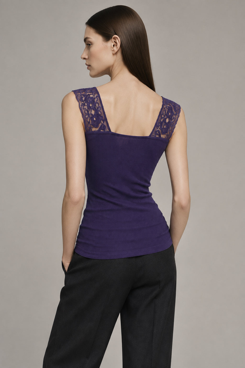 Top de tirantes con encaje de Filo di Scozia® Oscalito 6770 – vista 2