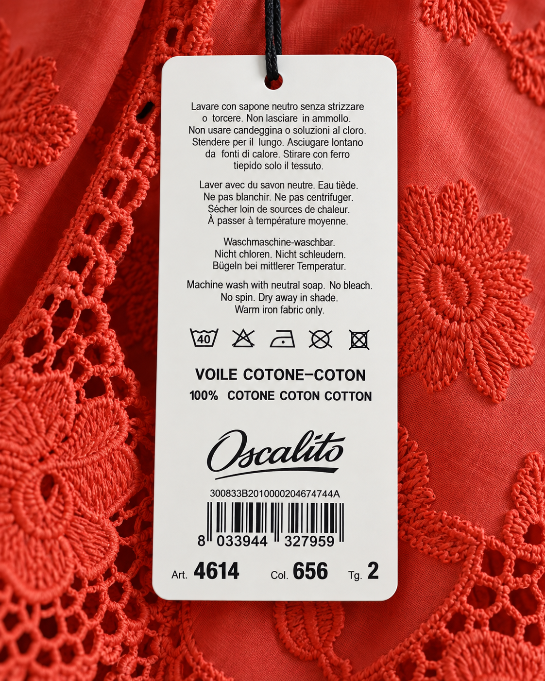 Vestido de Algodón Broderie | Oscalito 4614 - 100% Algodón