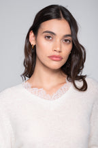 Sweater Oscalito 7483 Cuello V Encaje - Alpaca y Lana Merino