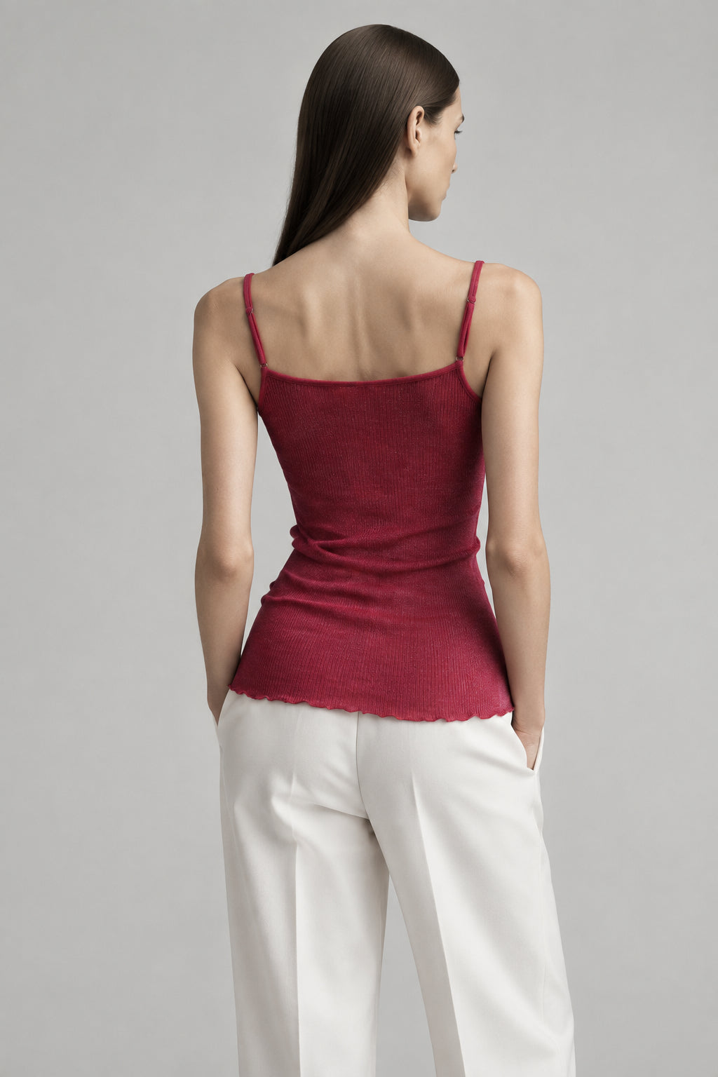 Top de tirantes con encaje de Merino y seda Oscalito 6620 – vista 4