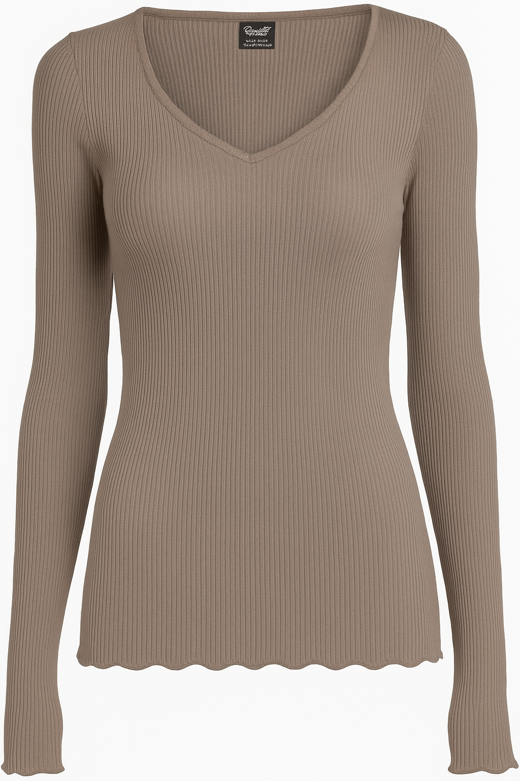 Camiseta Manga Larga Escote en V Mujer Oscalito 3486 – Lana Merino y Seda