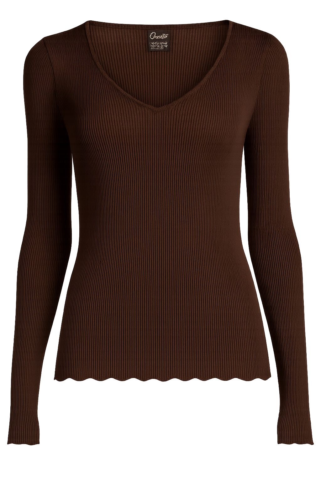 Camiseta Manga Larga Escote en V Mujer Oscalito 3486 – Lana Merino y Seda