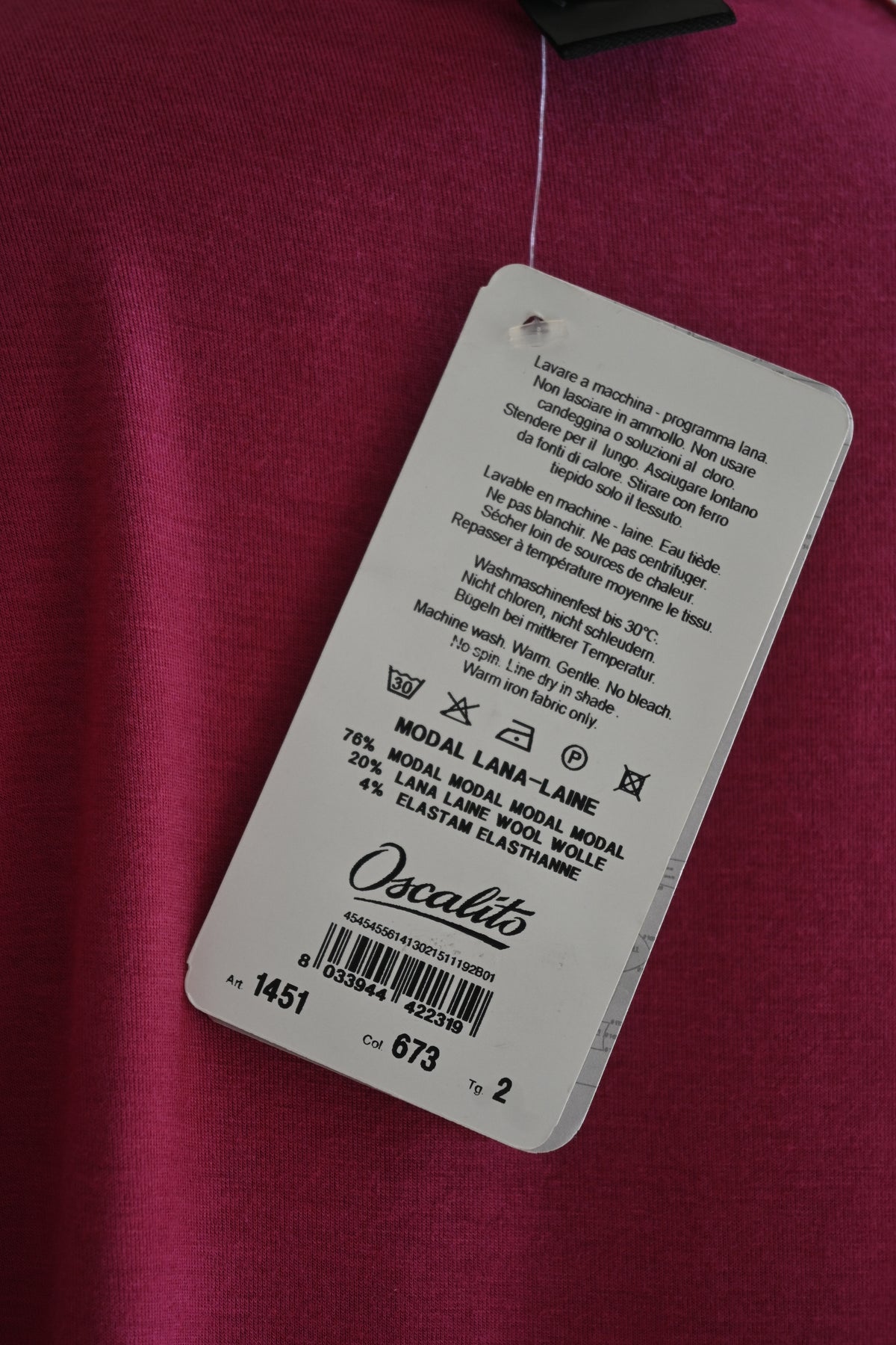 Blusa Oscalito 1451 - 76% Modal 20% Lana 4% Elastano