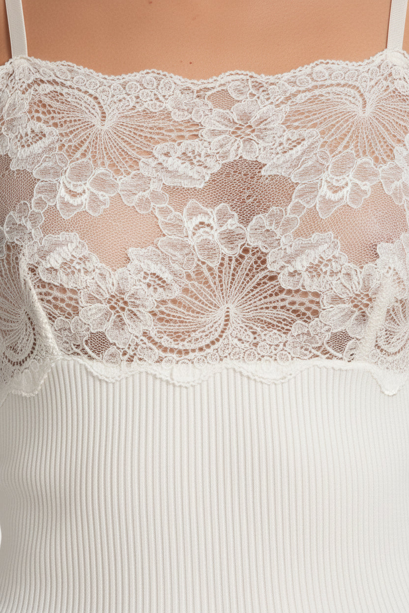 Top Oscalito 9460 - 100% Seda y Encaje Dentelle de Calais